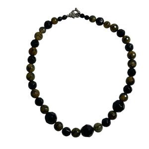 Black Beaded Necklace‎ Adjustable